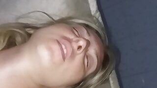 I took off her panties and cum on my dick